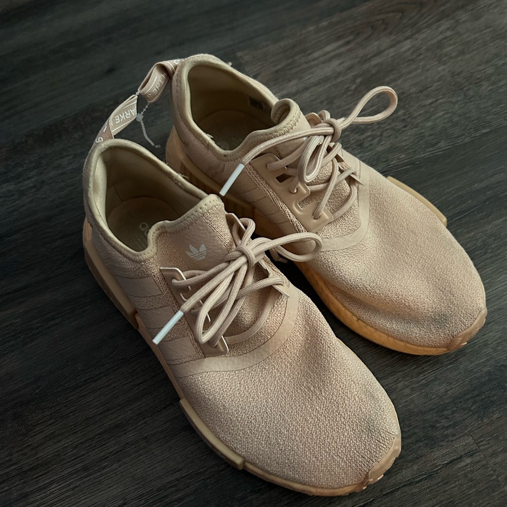 adidas Light Tan Knit Lace-Up Sneakers
